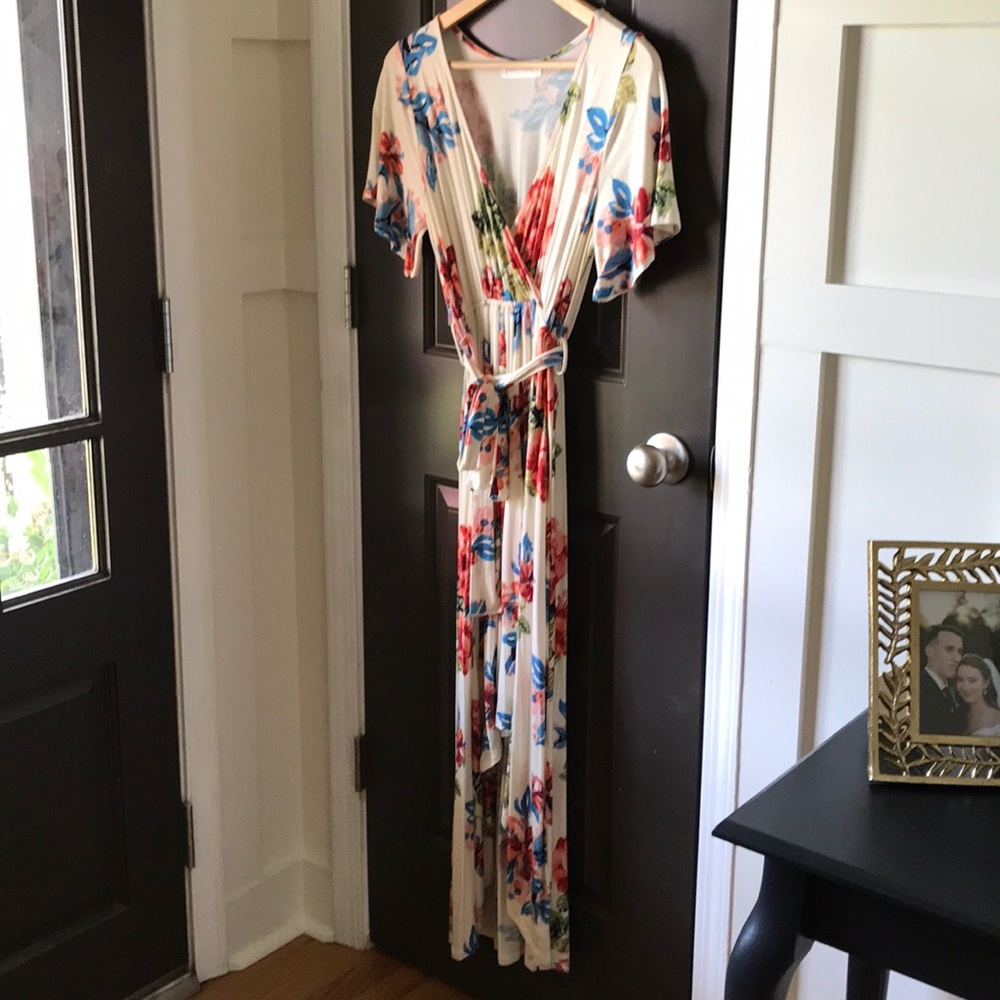 SAVED BY THE DRESS WHITE AND FLORAL HI-LOW DRESS